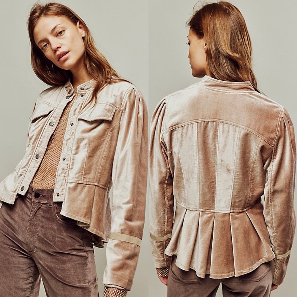 Free People Ballet Racer Jacket in Champagne